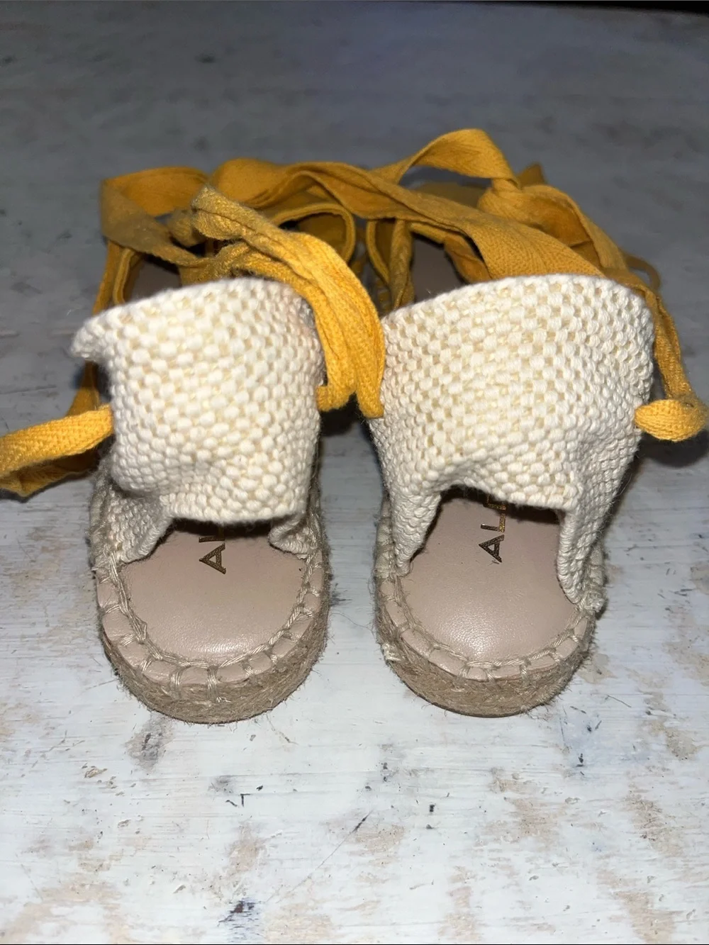 ALDO Seniorita wrap tie espadrilles in yellow | size 6.5